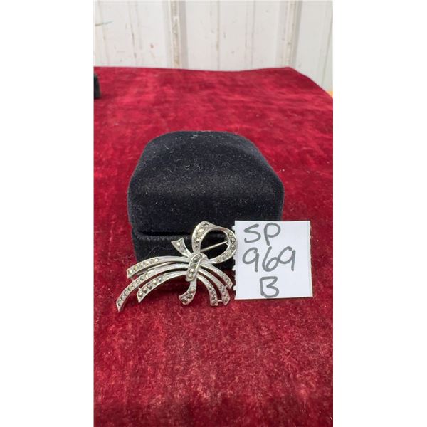 Vintage Sterling Marcasite Brooch Stamped Eaton