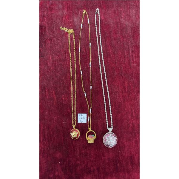Lot of 3 Vintage Edgar Berebi Necklaces, Including Cherub Angel Locket