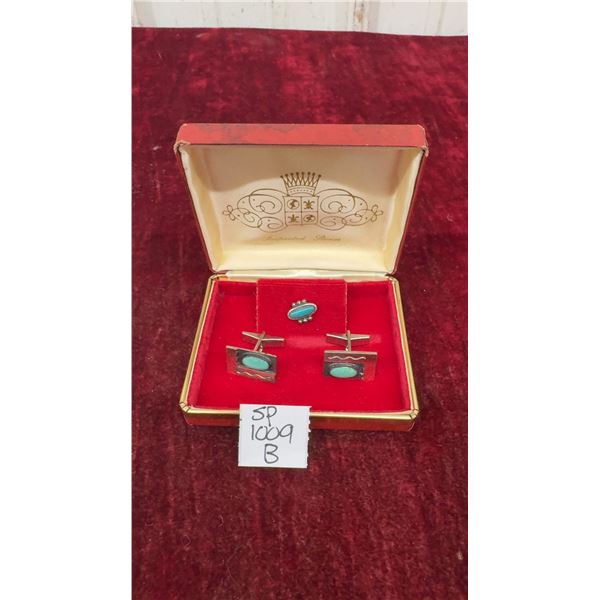 Sterling Silver Cufflinks Turquoise Cabochon stones