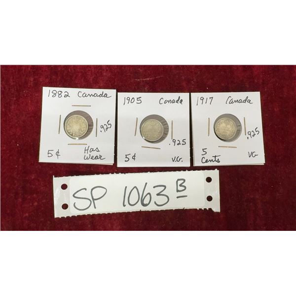 Canada Sterling 1882+1905+1917 Nickels