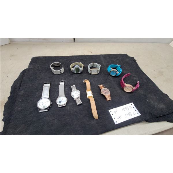 10 Lot of 10 Assorted Fashion Wristwatches, Analog and Digital, Metal, Leather, and Silicone Straps