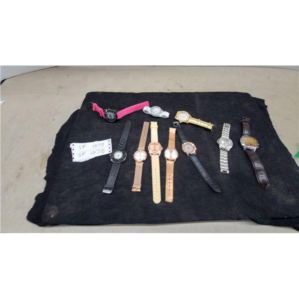 Collection of ten Assorted Women's Fashion Wristwatches with Mixed Straps and Dials