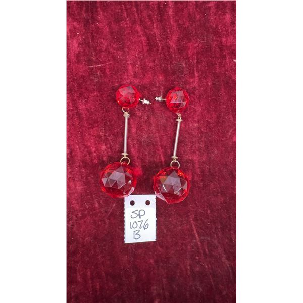 Cherry red faceted crystal earrings