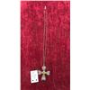 Image 1 : Sterling Silver Filigree Cross and Chain Peridot Gemstone