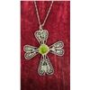 Image 4 : Sterling Silver Filigree Cross and Chain Peridot Gemstone