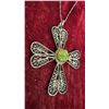 Image 5 : Sterling Silver Filigree Cross and Chain Peridot Gemstone