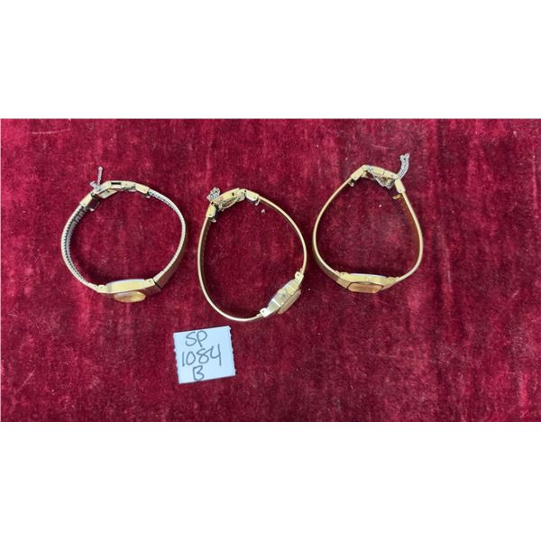 3 Vintage Ladies Gold Tones Seiko Wristwatches