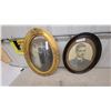 Image 1 : Two Antique Oval Framed Portraits, Ornate Gilt Wedding Portrait and Dark Wood Young Man Portrait 1