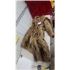 Image 1 : Vintage Full-Length wolf Fur Coat with Brown Satin Lining and Button Loop Closures