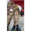 Image 2 : Vintage Full-Length wolf Fur Coat with Brown Satin Lining and Button Loop Closures
