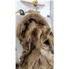 Image 7 : Vintage Full-Length wolf Fur Coat with Brown Satin Lining and Button Loop Closures