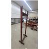 Image 2 : Antique Wooden Hall Tree Coat Rack with Three Cast Metal Double Hooks