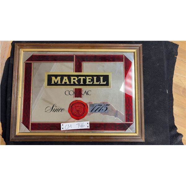 Vintage Martell Cognac Framed Bar Mirror Sign