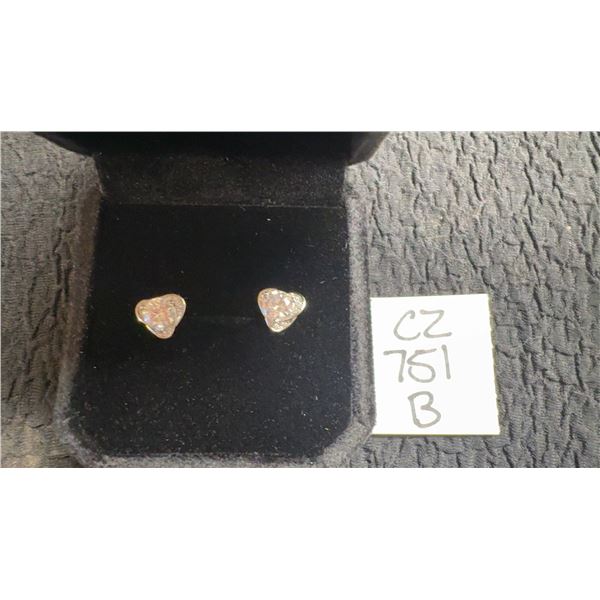 935S 0.5 Each Carat Moissanite Swirl Halo Stud Earrings, Sterling Silver with White Gold Overlay