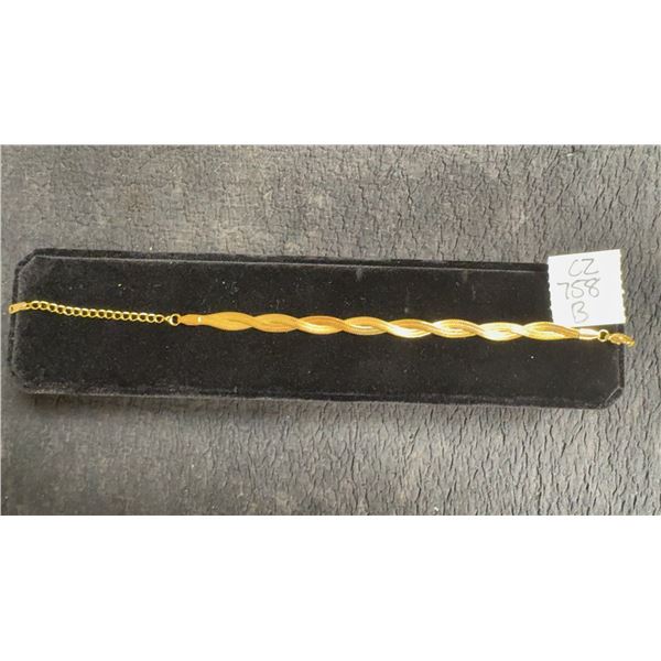 14K Gold Plated 6.0mm Double Twisted Serpentine Bracelet, 6 1/4”–8 1/4” Long