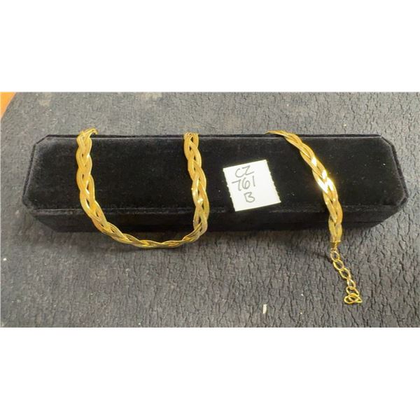14K Gold Plated 8.0mm Triple Twisted Serpentine Necklace, 17 1/2” - 19 1/2” Long