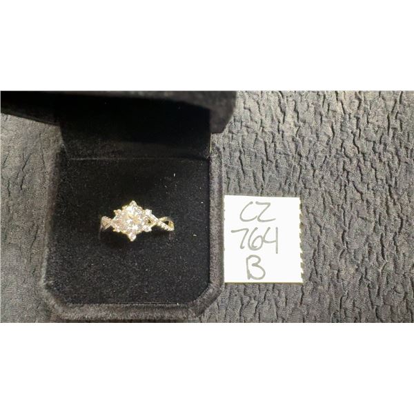 925S 1.0ct Simulated Diamond Twist Ring with White Gold Overlay, Size 6