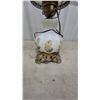 Image 2 : Vintage Gone With the Wind Parlor Lamp, White Milk Glass with Yellow Roses, Brass Base