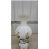 Image 4 : Vintage Gone With the Wind Parlor Lamp, White Milk Glass with Yellow Roses, Brass Base