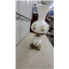 Image 6 : Vintage Gone With the Wind Parlor Lamp, White Milk Glass with Yellow Roses, Brass Base