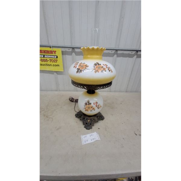 Vintage "Gone With the Wind" Electric Double-Globe Parlor Lamp with Floral Milk Glass Shades