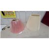 Image 1 : Two Pleated Conical Lamp Shades, Pink and Cream