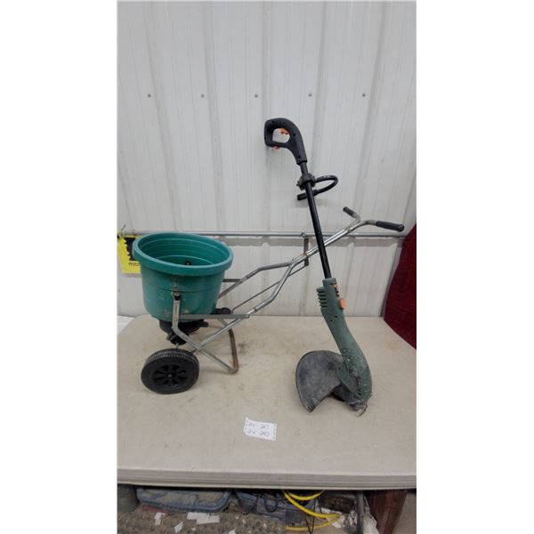 Black+Decker Electric String Trimmer and Walk-Behind Broadcast Spreader
