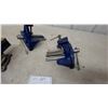 Image 2 : Lot of Three Blue Vises Including Bench Vise and Two wood Vises