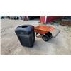Image 1 : Commercial Octagonal Outdoor Waste Receptacle with Ashtray and Orange Wheelbarrow double wheel