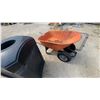 Image 2 : Commercial Octagonal Outdoor Waste Receptacle with Ashtray and Orange Wheelbarrow double wheel