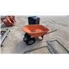 Image 4 : Commercial Octagonal Outdoor Waste Receptacle with Ashtray and Orange Wheelbarrow double wheel