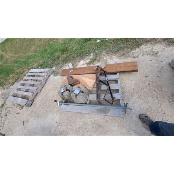 Assorted Building and Landscaping Materials: Earth Anchor, Concrete deck Blocks, oak Wood Planks