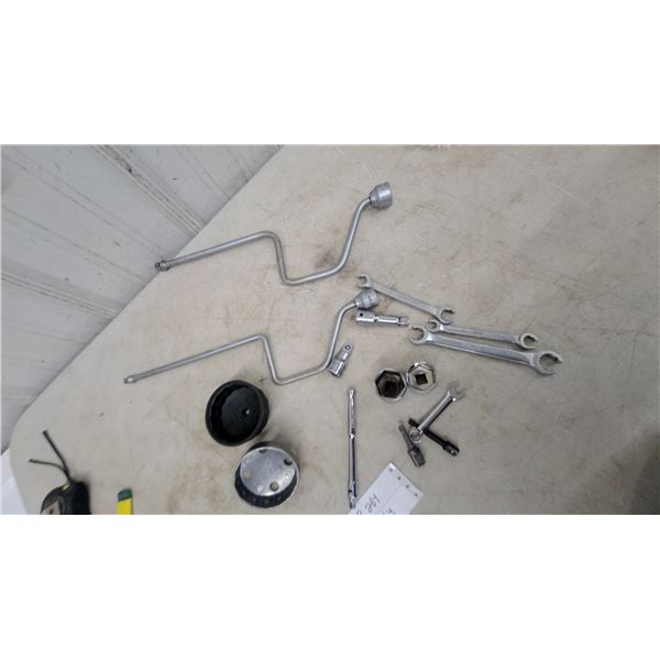 Assorted Automotive Hand Tools Including SK Wrenches, Speed Handles, Oil Filter Caps