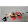Image 3 : Vintage Fisher-Price Little Snoopy Pull Toy Model #690 with Red Wheels and Green-Tipped Pull Cord
