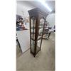 Image 2 : Curio Cabinet with Glass Shelves and Ornate Brass Hardware 72”×21”×13” lights up