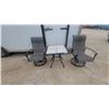 Image 1 : Patio Set: Tile-Top Square Table and Two Sling-Fabric Swivel Rocker Chairs
