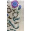 Image 4 : Framed Hand Embroidery of Thistles and Wildflowers on Fabric, Gold-Toned Frame 39 × 21”