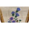 Image 7 : Framed Hand Embroidery of Thistles and Wildflowers on Fabric, Gold-Toned Frame 39 × 21”