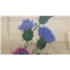 Image 9 : Framed Hand Embroidery of Thistles and Wildflowers on Fabric, Gold-Toned Frame 39 × 21”