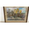 Image 7 : Leo Mol Framed Original Pastel Landscape Painting of Autumn Trees, Rocks, and Water, 23 × 29”