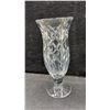 Image 3 : Cut Lead Crystal Pitcher, Vases, and Footed Vase With Geometric Starburst Patterns, Tallest 10”
