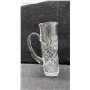Image 5 : Cut Lead Crystal Pitcher, Vases, and Footed Vase With Geometric Starburst Patterns, Tallest 10”