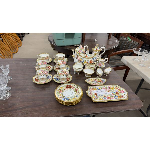 Royal Crown Derby Porcelain Tea and Coffee Service, Mixed Floral Pattern With Gilding, 28 Pieces