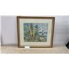 Image 1 : Framed Watercolor Painting by Lynn Sissons, Birch Trees and Lake Landscape, 26 × 30”