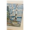 Image 4 : Framed Watercolor Painting by Lynn Sissons, Birch Trees and Lake Landscape, 26 × 30”