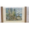 Image 6 : Framed Watercolor Painting by Lynn Sissons, Birch Trees and Lake Landscape, 26 × 30”