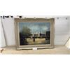 Image 1 : Framed Impressionistic Oil Painting of Trafalgar Square, London, Signed Kitz, Carved Wood Frame