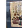 Image 4 : Framed Egyptian Cleopatra Hand-Painted Papyrus Artwork, 1988 in Gold Bamboo-Style Frame