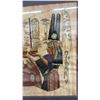 Image 5 : Framed Egyptian Cleopatra Hand-Painted Papyrus Artwork, 1988 in Gold Bamboo-Style Frame