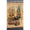 Image 6 : Framed Egyptian Cleopatra Hand-Painted Papyrus Artwork, 1988 in Gold Bamboo-Style Frame